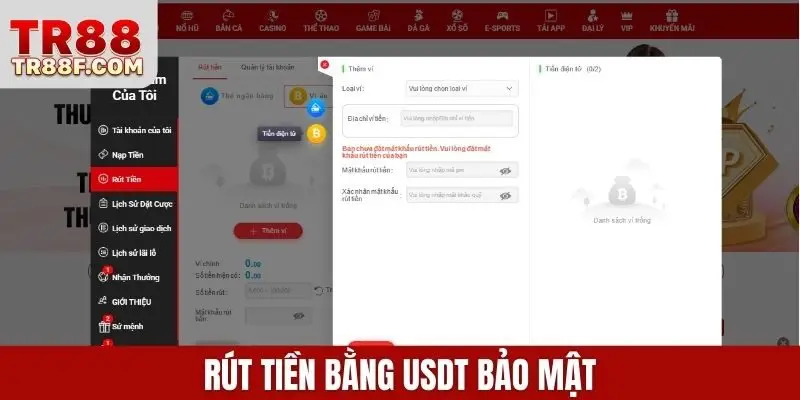 Rút Tiền Tr88 An Toàn, Nhanh Chóng Qua Ngân Hàng, Ví Mã Hóa